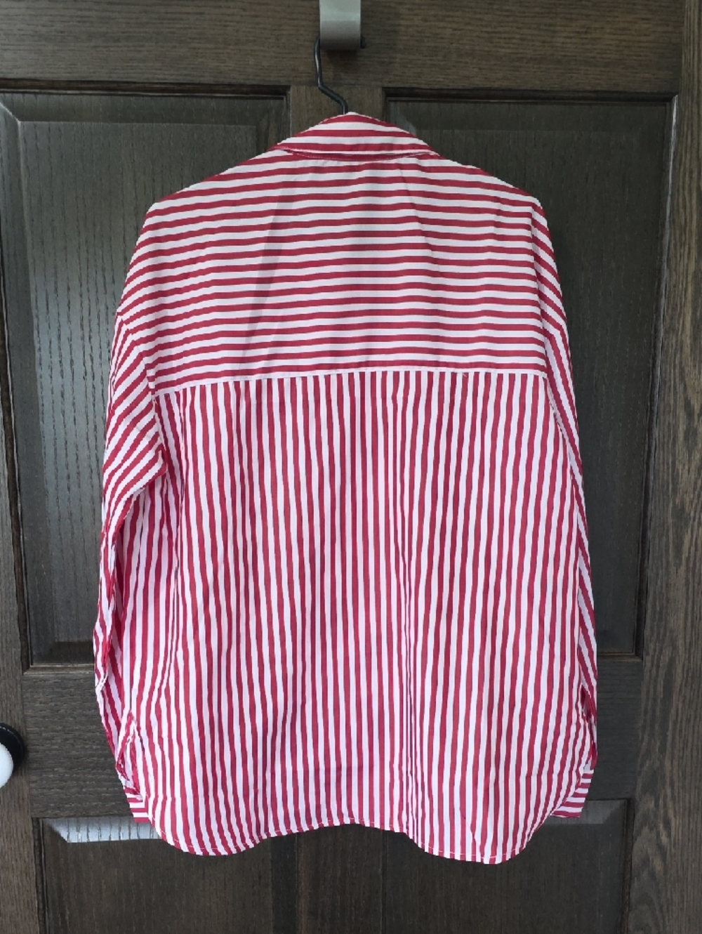 Classic Women's Red and White Stripe Button-Down Shirt - Picture 2 of 2